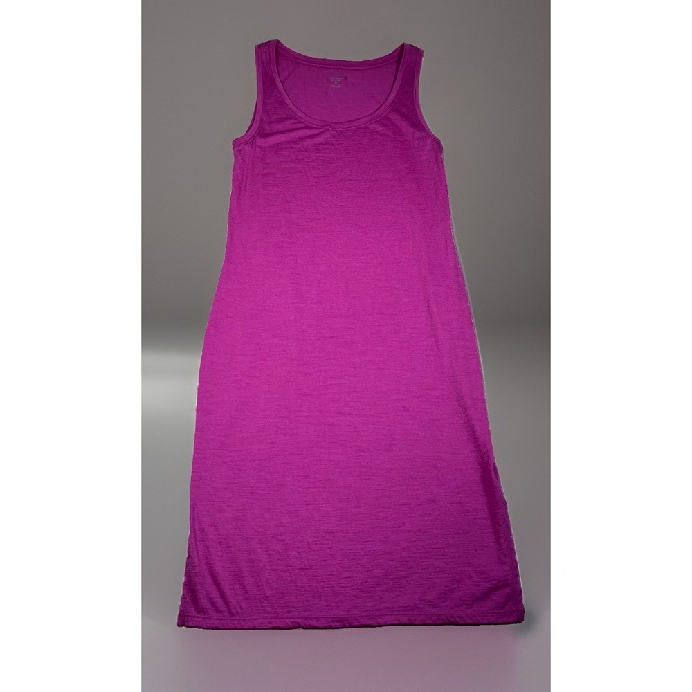 Icebreaker Merino Wool Womens Medium Tank Dress Magenta Purple Scoop Neck Midi